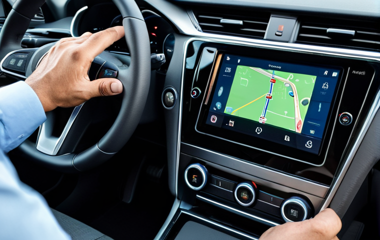 2-inch Google Android Automotive OS screen is visible, with a professional male in a collared shirt engaging with its features. The focus is on the technological differences and cabin ambiance. High-resolution automotive interior photography, well-lit, studio lighting, crisp screen displays, professional composition, perfect anatomy, correct proportions, well-formed hands, proper finger count, natural body proportions, safe for work, appropriate content, fully clothed, professional, modest, family-friendly.