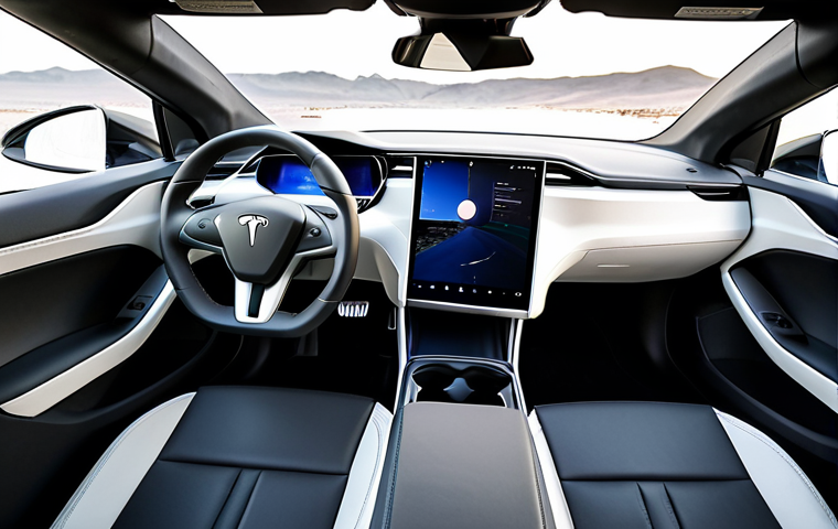 테슬라 모델 3의 최신 트림 옵션 - "A sleek, modern Tesla Model 3 in a showroom, fully clothed individuals admiring the car, profession...